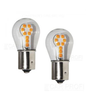 Светодиодная лампа CarProfi CP P21W 9W Yellow (BA15S,S25) 18 SMD 3030, 1156 - 1 контакт (жёлтое свечение) 1 шт.