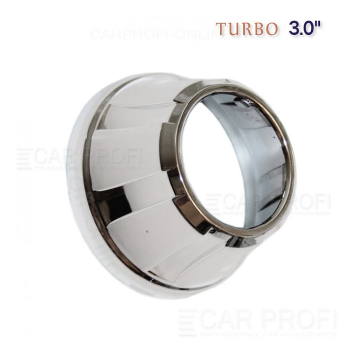 Маска для би-линзы CarProfi TURBO 3.0" Chrome (Z105), комплект 2шт